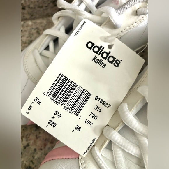 Adidas White and Pink Striped Sneakers - Picture 2 of 6